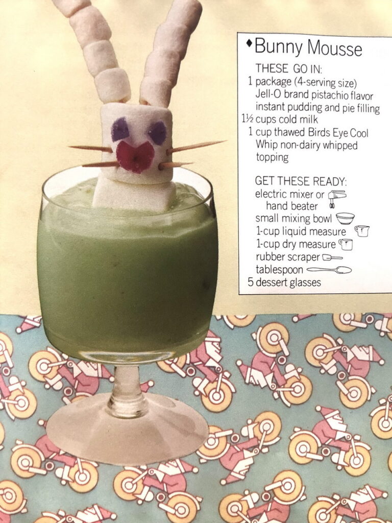 bunny mousse recipe in old cookbook