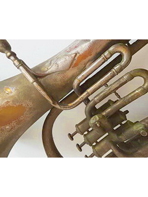 closeup of euphonium brass instrument