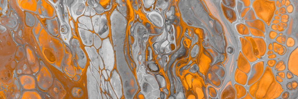 orange and grey swirl with little bubbles like dishwater grease